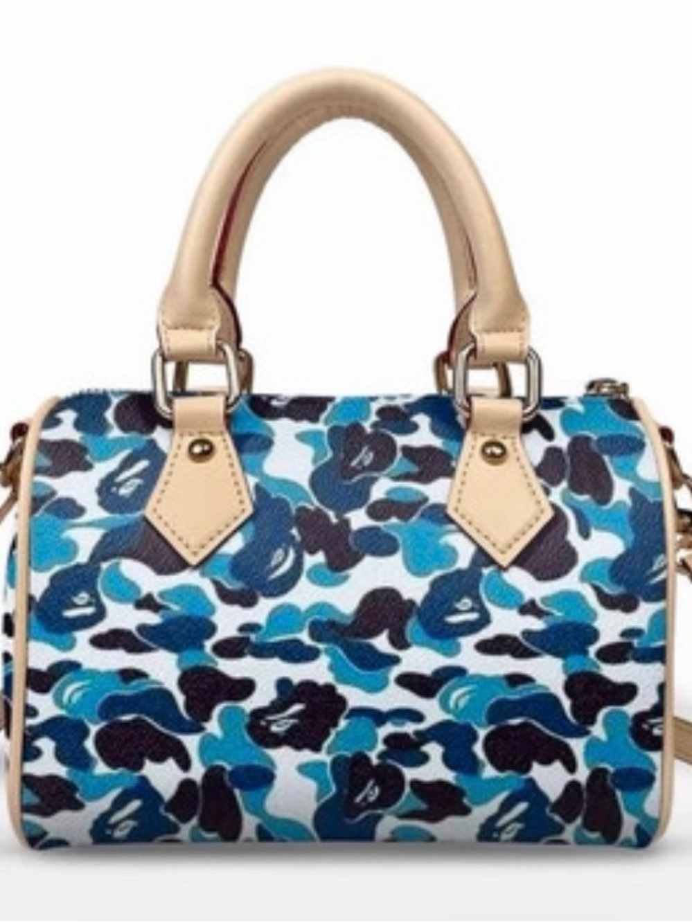 Blue Camo Pattern Satchel Handbag - Unbranded